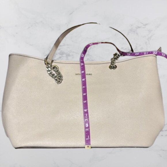 Michael Kors Grey Leather Tote Bag Over Shoulder bag Chain Strap - Picture 12 of 12